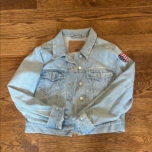 Vintage Y2K Abercrombie & Fitch Denim Jacket American Flag Heart Patch Sz L